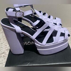 Fashion Nova Lavender Strappy Platform Block Heels